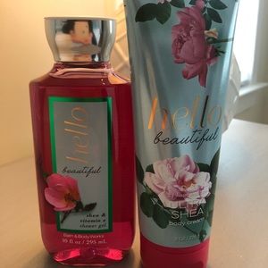 NWT Hello Beautiful shower gel and body cream